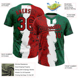 Custom Kelly Green Red Black-White Mexico Two-Button Unisex Softball Jersey