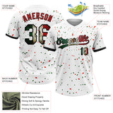 Custom White Vintage Mexican Flag Red-Black Mexico Two-Button Unisex Softball Jersey
