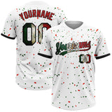 Custom White Vintage Mexican Flag Red-Black Mexico Two-Button Unisex Softball Jersey