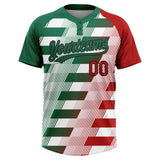 Custom White Red Kelly Green-Black Mexico Two-Button Unisex Softball Jersey
