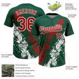 Custom Kelly Green Red-White Mexico Dripping Splatter Cracked Texture Two-Button Unisex Softball Jersey