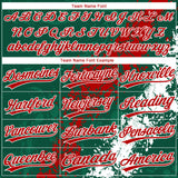Custom Kelly Green Red-White Mexico Dripping Splatter Cracked Texture Two-Button Unisex Softball Jersey