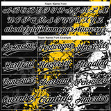 Custom Black Yellow-White Dripping Splatter Cracked Texture Two-Button Unisex Softball Jersey