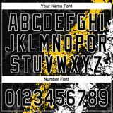 Custom Black Yellow-White Dripping Splatter Cracked Texture Two-Button Unisex Softball Jersey