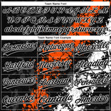 Custom Black Orange-White Dripping Splatter Cracked Texture Two-Button Unisex Softball Jersey