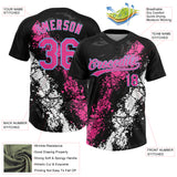 Custom Black Pink White-Light Blue Dripping Splatter Cracked Texture Two-Button Unisex Softball Jersey