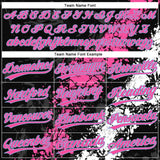 Custom Black Pink White-Light Blue Dripping Splatter Cracked Texture Two-Button Unisex Softball Jersey