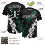 Custom Black Kelly Green-White Dripping Splatter Cracked Texture Two-Button Unisex Softball Jersey