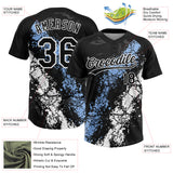 Custom Black Light Blue-White Dripping Splatter Cracked Texture Two-Button Unisex Softball Jersey