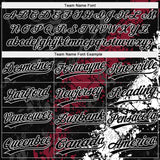 Custom Black Crimson-White Dripping Splatter Cracked Texture Two-Button Unisex Softball Jersey