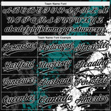 Custom Black Teal-White Dripping Splatter Cracked Texture Two-Button Unisex Softball Jersey
