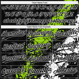 Custom Black Neon Green-White Dripping Splatter Cracked Texture Two-Button Unisex Softball Jersey