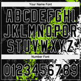 Custom Black Neon Green-White Dripping Splatter Cracked Texture Two-Button Unisex Softball Jersey