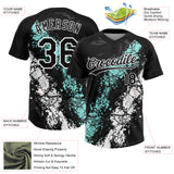 Custom Black Ice Blue-White Dripping Splatter Cracked Texture Two-Button Unisex Softball Jersey
