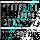 Custom Black Aqua-White Dripping Splatter Cracked Texture Two-Button Unisex Softball Jersey