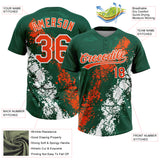 Custom Kelly Green Orange-White Dripping Splatter Cracked Texture Two-Button Unisex Softball Jersey