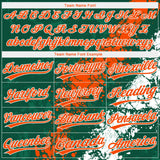 Custom Kelly Green Orange-White Dripping Splatter Cracked Texture Two-Button Unisex Softball Jersey