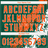 Custom Kelly Green Orange-White Dripping Splatter Cracked Texture Two-Button Unisex Softball Jersey