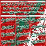 Custom Red Kelly Green-White Dripping Splatter Cracked Texture Two-Button Unisex Softball Jersey