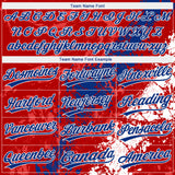 Custom Red Royal-White Dripping Splatter Cracked Texture Two-Button Unisex Softball Jersey