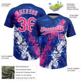 Custom Royal Pink-White Dripping Splatter Cracked Texture Two-Button Unisex Softball Jersey