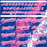 Custom Royal Pink-White Dripping Splatter Cracked Texture Two-Button Unisex Softball Jersey