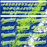 Custom Royal Neon Green-White Dripping Splatter Cracked Texture Two-Button Unisex Softball Jersey