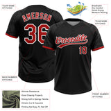 Custom Black Red-White Ethnic Aztec Mexican Heritage Two-Button Unisex Softball Jersey