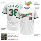 Custom White Kelly Green-Red Ethnic Aztec Mexican Heritage Two-Button Unisex Softball Jersey