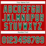 Custom Red Kelly Green-White Ethnic Aztec Mexican Heritage Two-Button Unisex Softball Jersey