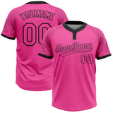 Custom Pink Black Ethnic Aztec Mexican Heritage Two-Button Unisex Softball Jersey