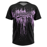 Custom Black Light Purple Dripping Splatter Paint Two-Button Unisex Softball Jersey