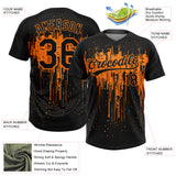 Custom Black Bay Orange Dripping Splatter Paint Two-Button Unisex Softball Jersey