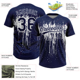 Custom Navy White Dripping Splatter Paint Two-Button Unisex Softball Jersey