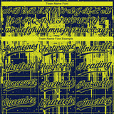 Custom Navy Neon Yellow Dripping Splatter Paint Two-Button Unisex Softball Jersey