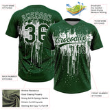 Custom Green White Dripping Splatter Paint Two-Button Unisex Softball Jersey