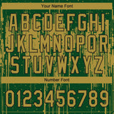 Custom Green Old Gold-Black Dripping Splatter Paint Two-Button Unisex Softball Jersey
