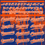 Custom Royal Orange-White Dripping Splatter Paint Two-Button Unisex Softball Jersey