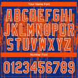 Custom Royal Orange-White Dripping Splatter Paint Two-Button Unisex Softball Jersey