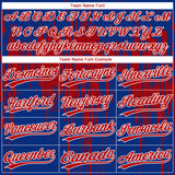 Custom Royal Red-White Dripping Splatter Paint Two-Button Unisex Softball Jersey