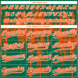 Custom Kelly Green Orange-White Dripping Splatter Paint Two-Button Unisex Softball Jersey