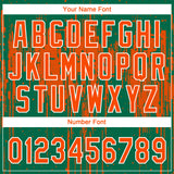Custom Kelly Green Orange-White Dripping Splatter Paint Two-Button Unisex Softball Jersey