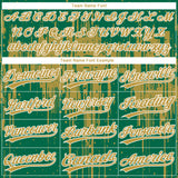 Custom Kelly Green Old Gold-White Dripping Splatter Paint Two-Button Unisex Softball Jersey