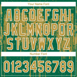 Custom Kelly Green Old Gold-White Dripping Splatter Paint Two-Button Unisex Softball Jersey