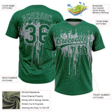 Custom Kelly Green Gray Dripping Splatter Paint Two-Button Unisex Softball Jersey