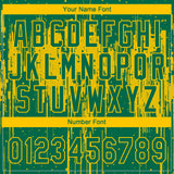 Custom Kelly Green Yellow Dripping Splatter Paint Two-Button Unisex Softball Jersey