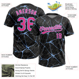 Custom Black Pink-Light Blue 3D Pattern Design Abstract Network Two-Button Unisex Softball Jersey