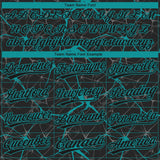 Custom Black Teal 3D Pattern Design Abstract Network Two-Button Unisex Softball Jersey