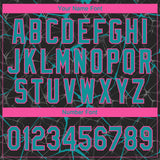 Custom Black Teal-Pink 3D Pattern Design Abstract Network Two-Button Unisex Softball Jersey