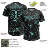 Custom Black Ice Blue 3D Pattern Design Abstract Network Two-Button Unisex Softball Jersey